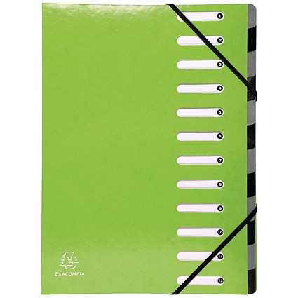 Exacompta Iderama File, 12-Part, A4, Lime