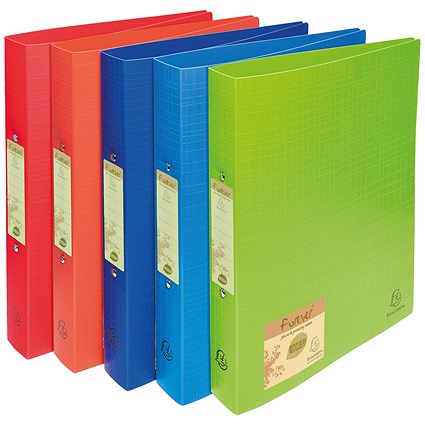 Forever Polpropylene Ring Binder, A4, 2 O-Ring, 30mm Capacity, Assorted, Pack of 10