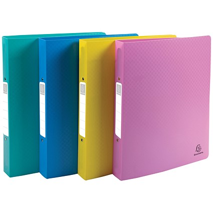 Exacompta Forever Young Ring Binder, A4, 2 O-Ring, 30mm Capacity, Assorted, Pack of 4
