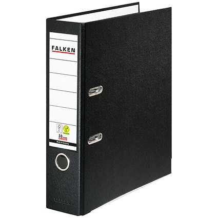 Exacompta A4 Lever Arch Files, 80mm Spine, Plastic Vegan Friendly, Black, Pack of 20
