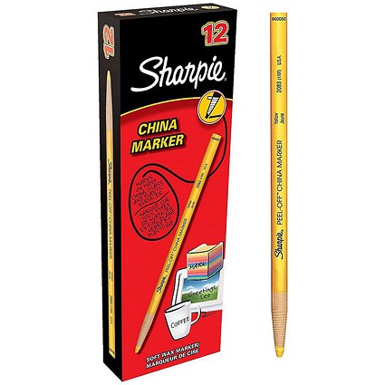 Sharpie China Wax Marker Pencil, Yellow, Pack of 12