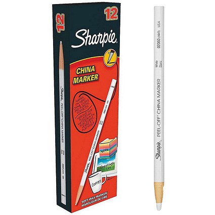 Sharpie China Wax Marker Pencil, White, Pack of 12