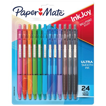 PaperMate Inkjoy 300Rt Ballpoint Pen, Medium 1.0mm Tip, Assorted, Pack of 24