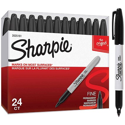 Sharpie Permanent Marker Fine Black (Pack of 24)