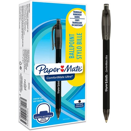 Paper Mate ComfortMate Ultra Ballpoint Pen Black (Pack of 12)