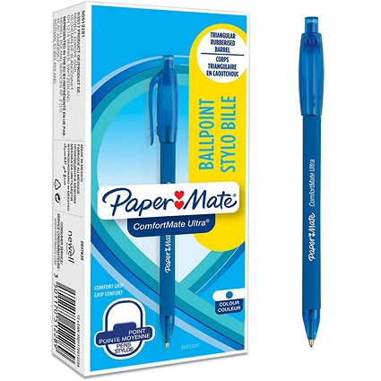 Paper Mate ComfortMate Ultra Ballpoint Pen Blue (Pack of 12)
