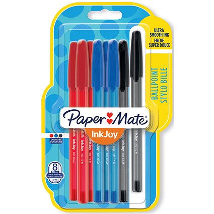 PaperMate InkJoy 100ST Ballpoint Stick Pens, Assorted, Pack of 8