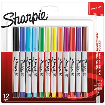 Sharpie Permanent Marker Ultra-Fine Assorted (Pack of 12)