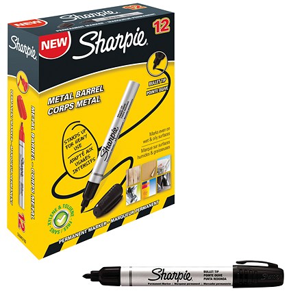 Sharpie Pro Permanent Marker, Bullet, Black, Pack of 12 Sharpie Pro Permanent Marker, Bullet, Black, Pack of 12