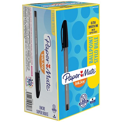 Paper Mate InkJoy 100 Ballpoint Pen, Black, Pack of 50