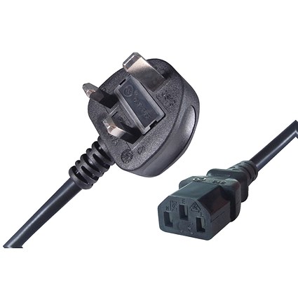 Connekt Gear IEC C13 Male to UK Mains Power Plug, 1.8m Lead, Black