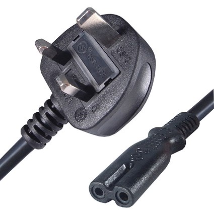 Connekt Gear C7 Male to UK Mains Power Plug, 2m Lead, Black