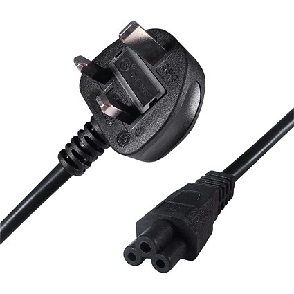 Connekt Gear IEC C5 Male to UK Mains Power Plug, 2m Lead, Black