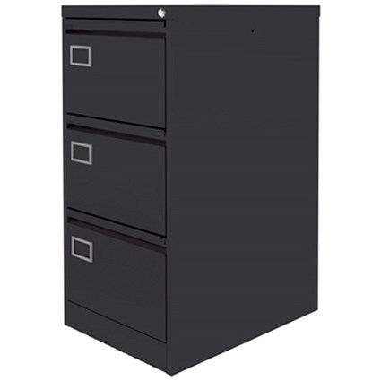 Graviti Plus Foolscap Filing Cabinet, 3-Drawer, Black