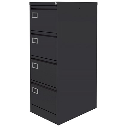 Graviti Plus Foolscap Filing Cabinet, 4-Drawer, Black