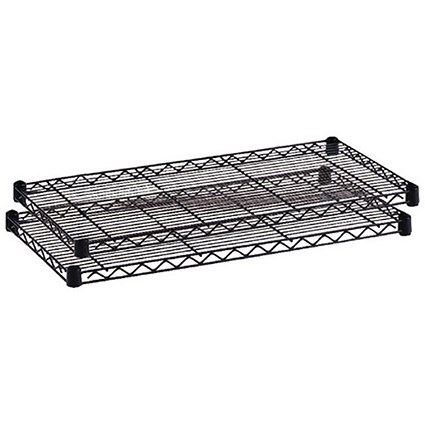 Safco Wire Commercial Shelving Extra Shelves / Black / Pack of 2 / 914mm Wide