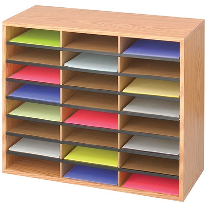 Safco Literature Organiser, 24 Compartments, Oak
