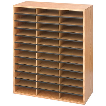 Safco Literature Organiser, 36 Compartments, Oak