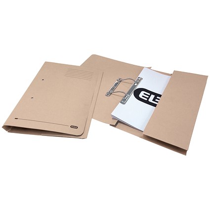 Elba Back Pocket Transfer Files, 260gsm, Foolscap, Buff, Pack of 25