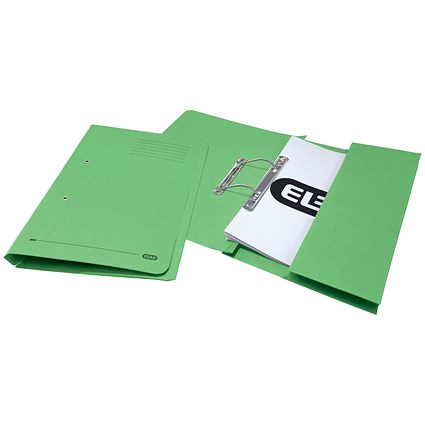 Elba Pocket Transfer Files, 320gsm, Foolscap, Green, Pack of 25