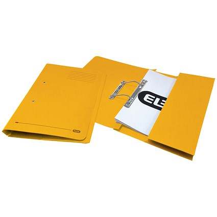 Elba Back Pocket Transfer Files, 320gsm, Foolscap, Yellow, Pack of 25