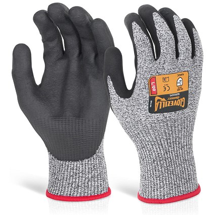 Glovezilla Nitrile Palm Coated Gloves, Grey, Small