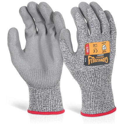 Glovezilla Pu Palm Coated Gloves, Grey, Medium