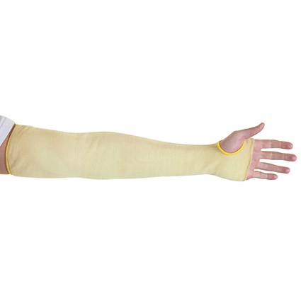 Glovezilla Para-Aramid Sleeve With Thumb Hole, 18” Yellow, Pair