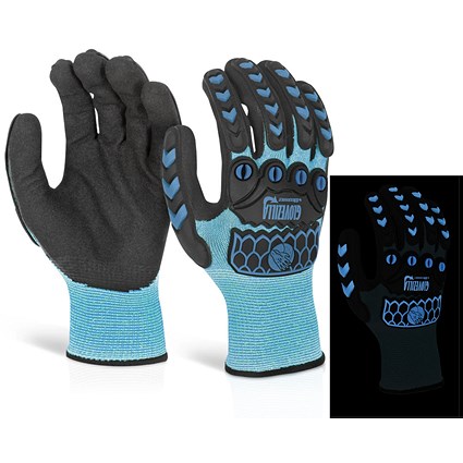 Glovezilla Glow In The Dark Foam Nitrile Gloves, Blue, Large Glovezilla Glow In The Dark Foam Nitrile Gloves, Blue, Large