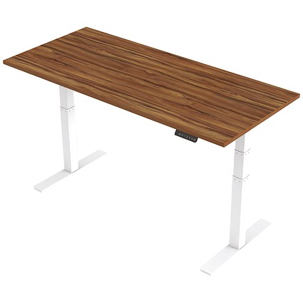 Air Height Adjustable Desk, 1800mm, White Legs, Walnut