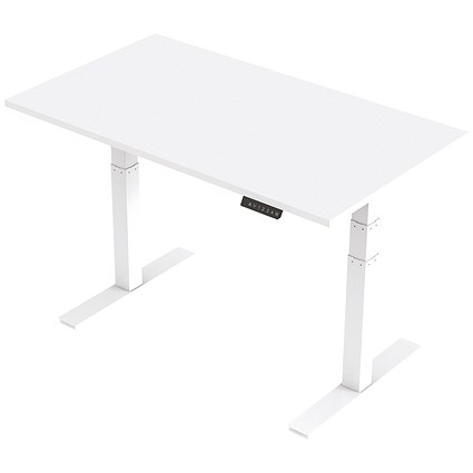 Air Height Adjustable Desk, 1400mm, White Legs, White