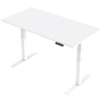 Air Height Adjustable Desk, 1600mm, White Legs, White