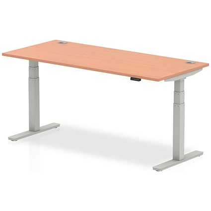 Air 1800mm Rectangular Height-Adjustable Desk, Silver Leg, Beech