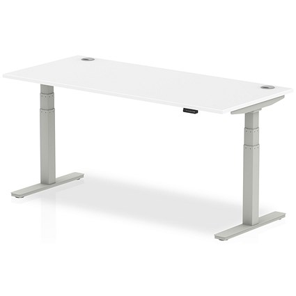 Air 1800mm Rectangular Height-Adjustable Desk, Silver Leg, White