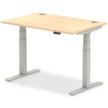 Air 1200mm Rectangular Height-Adjustable Desk, Silver Leg, Maple