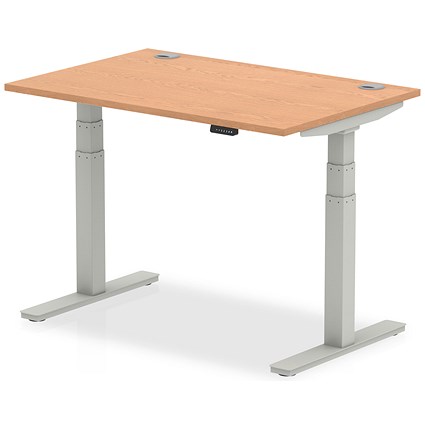 Air Height-Adjustable Desk, Silver Leg, 1200mm, Oak