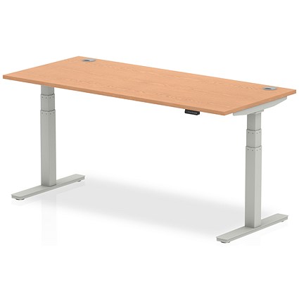 Air 1800mm Rectangular Height-Adjustable Desk, Silver Leg, Oak Air 1800mm Rectangular Height-Adjustable Desk, Silver Leg, Oak