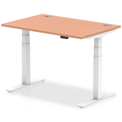 Air 1200mm Rectangular Height-Adjustable Desk, White Leg, Beech