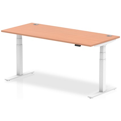 Air 1800mm Rectangular Height-Adjustable Desk, White Leg, Beech