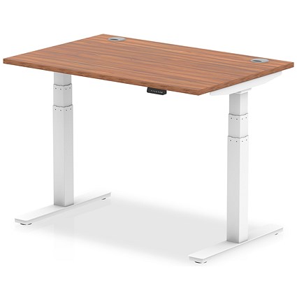 Air 1200mm Rectangular Height-Adjustable Desk, White Leg, Walnut