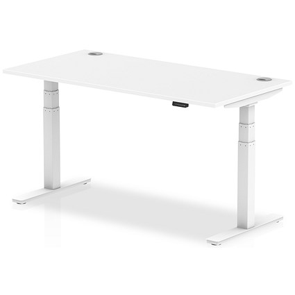 Air 1600mm Rectangular Height-Adjustable Desk, White Leg, White