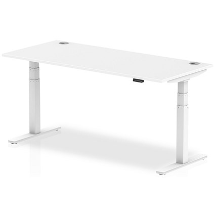 Air 1800mm Rectangular Height-Adjustable Desk, White Leg, White