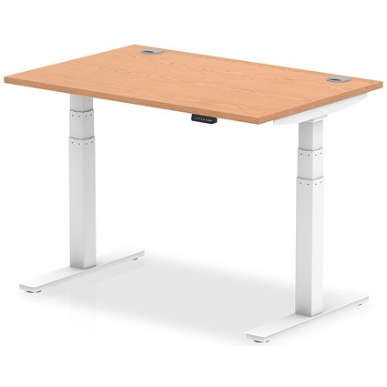 Air Height-Adjustable Desk, White Leg, 1200mm, Oak