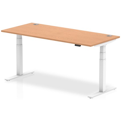 Air Height-Adjustable Desk, White Leg, 1800mm, Oak
