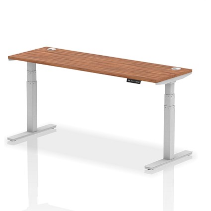 Air 1800mm Slim Rectangular Height-Adjustable Desk, Silver Leg, Walnut