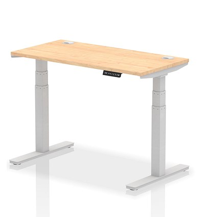 Air 1200mm Slim Rectangular Height-Adjustable Desk, Silver Leg, Maple
