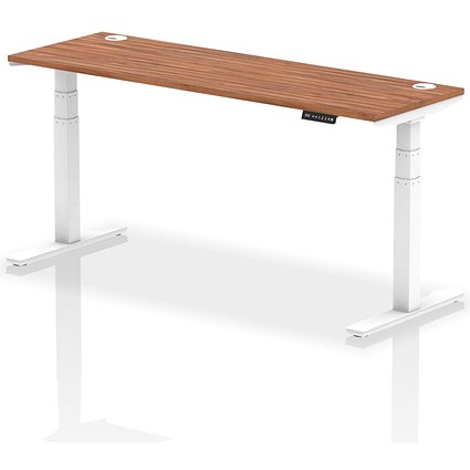 Air 1800mm Slim Rectangular Height-Adjustable Desk, White Leg, Walnut