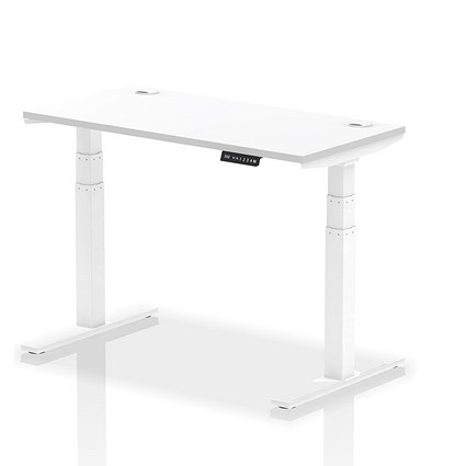 Air 1200mm Slim Rectangular Height-Adjustable Desk, White Leg, White