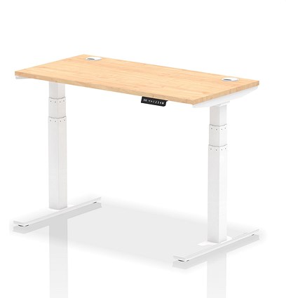 Air 1200mm Slim Rectangular Height-Adjustable Desk, White Leg, Maple