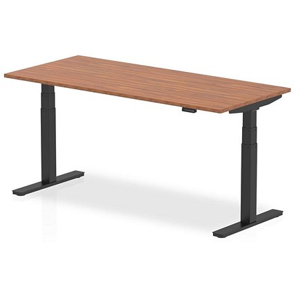 Air 1800mm Rectangular Height Adjustable Desk, Black Leg, Walnut